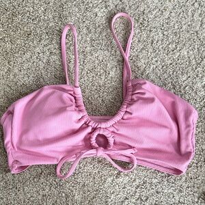 SHEIN Pink and White Strappy Bikini Top